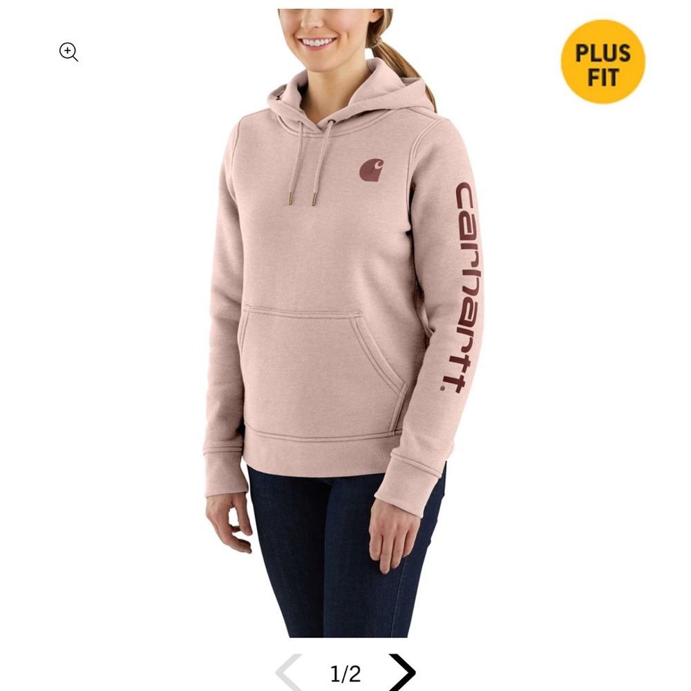 Excellent Condition Carhartt Women's Blush Pink Hoodie